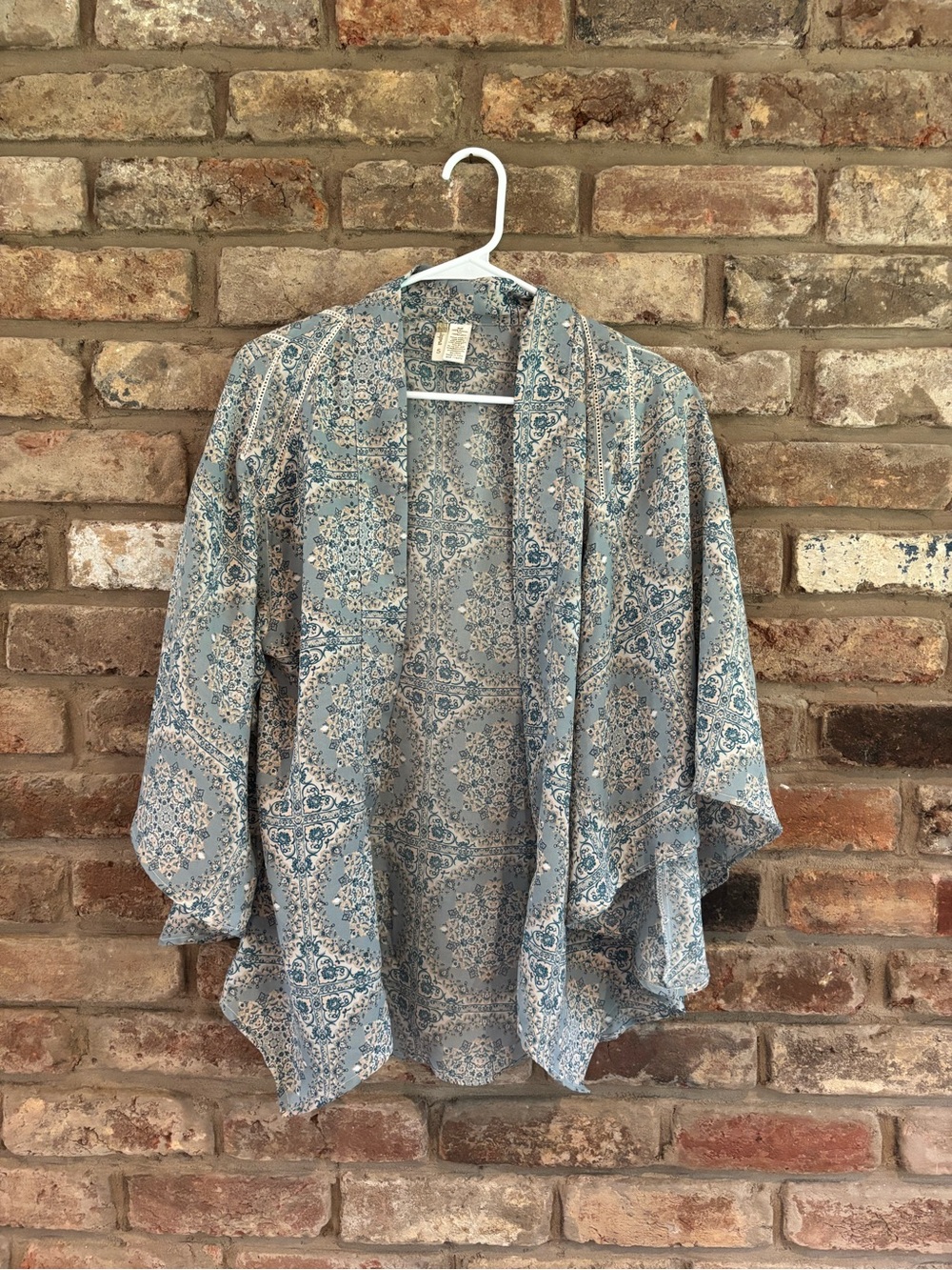Light blue and white kimono